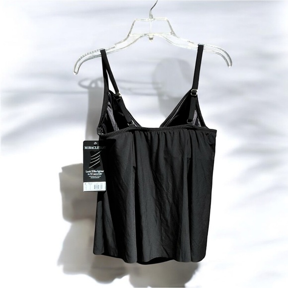 🌻NEW w.tags Miraclesuit Black Zing Tankini Top $132.00 Retail Size 14 - Picture 6 of 12
